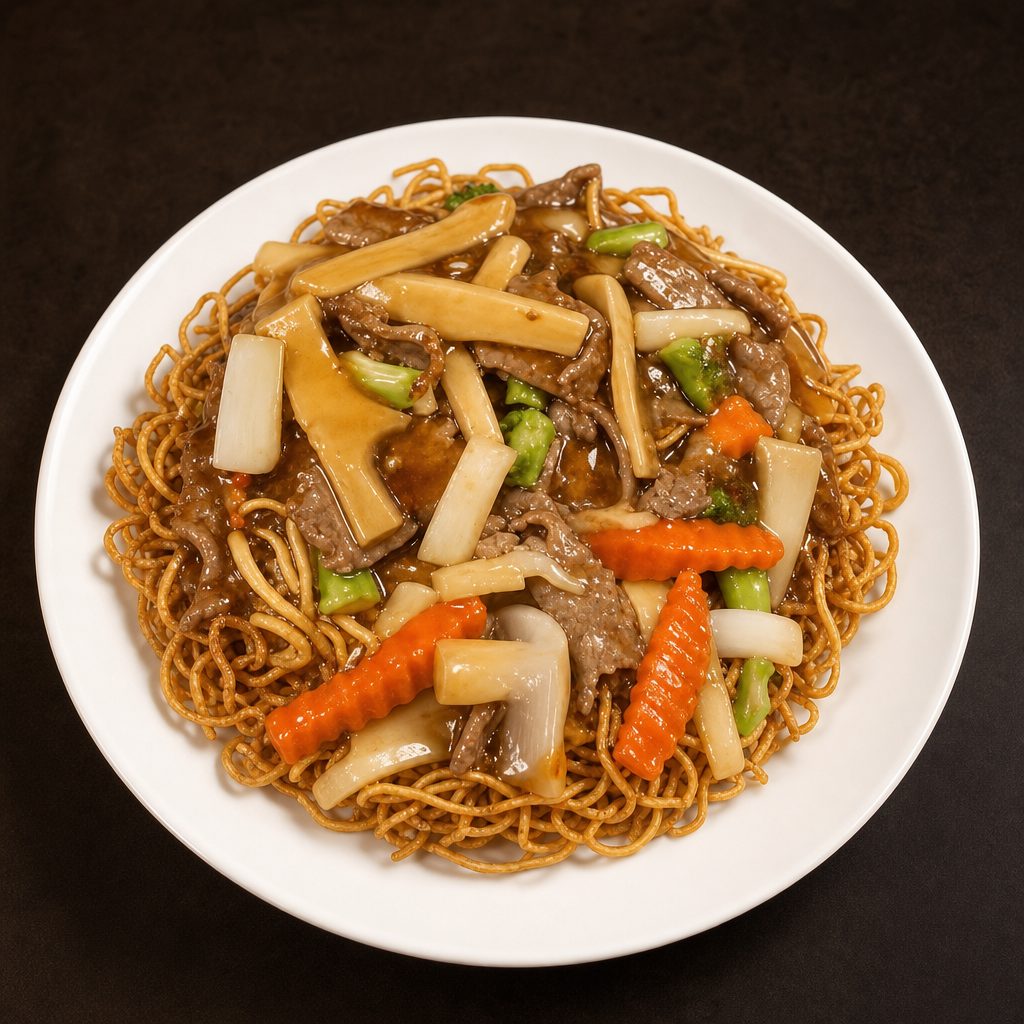 Koy See Mee (Crispy Egg Noodle Nest).