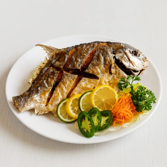 Deep Fried Whole Fish (Red Tilapia or Pompano).